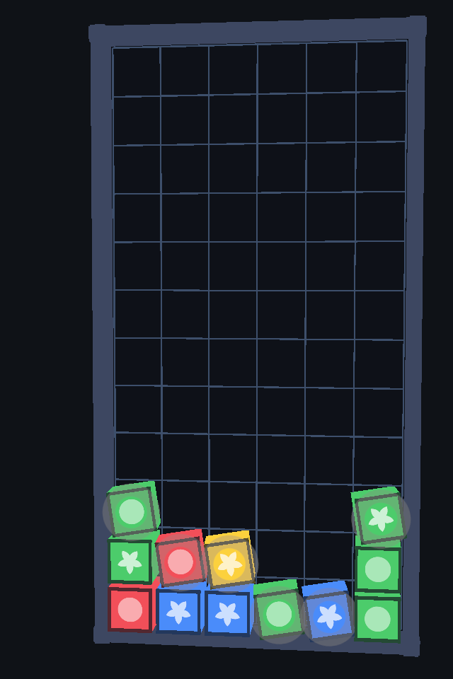 BAKU100 cubes tumbling during an animated chain resolution