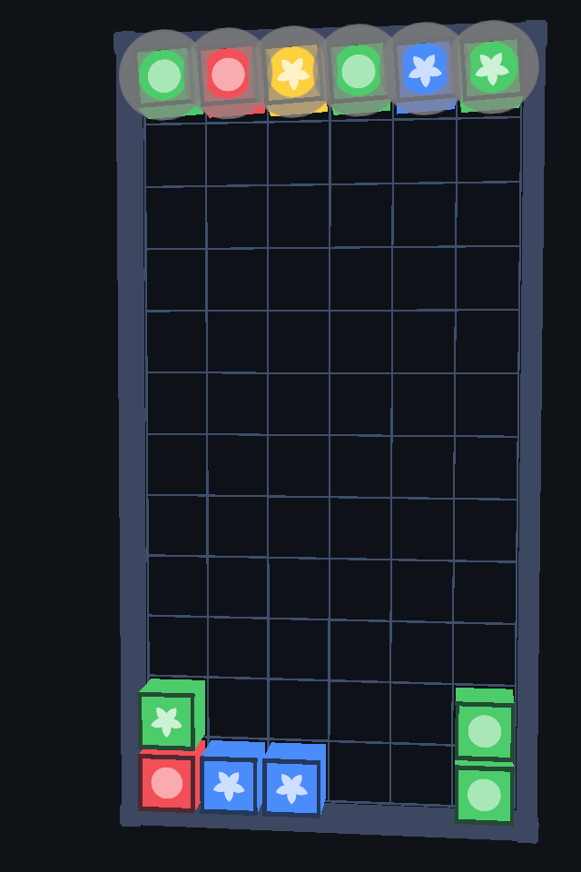 BAKU100 cubes settling independently after a placement